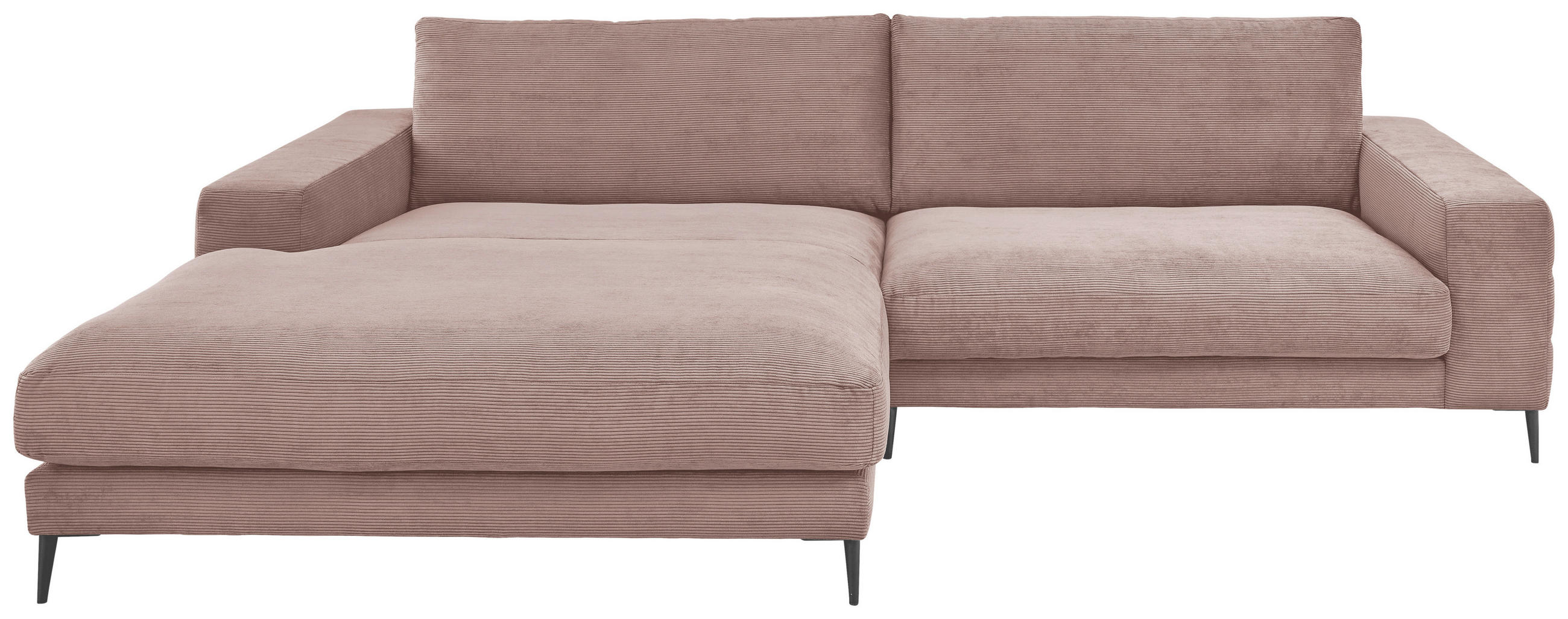 ECKSOFA Altrosa Feincord  - Schwarz/Altrosa, Design, Textil/Metall (207/293cm) - Dieter Knoll