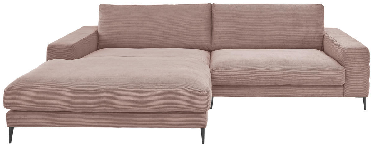 ECKSOFA Ottomane links  Altrosa Feincord  - Schwarz/Altrosa, Design, Textil/Metall (207/293cm) - Dieter Knoll