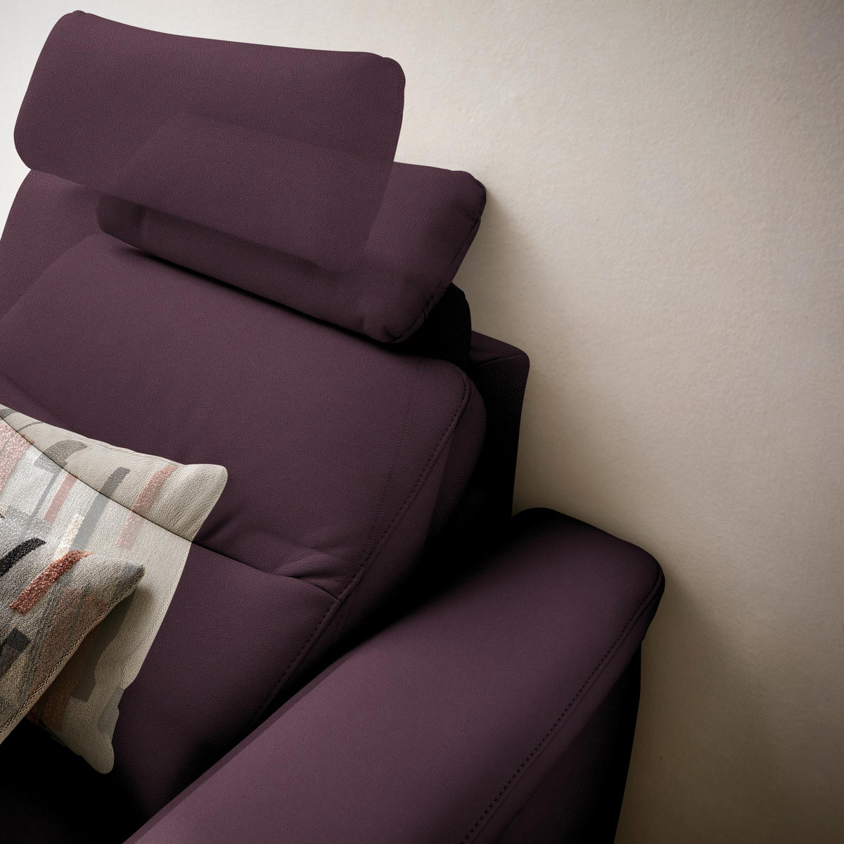 ECKSOFA in Echtleder Violett  249/280 cm  - Anthrazit/Violett, Design, Leder/Metall (249/280cm) - Himolla Komfortklass