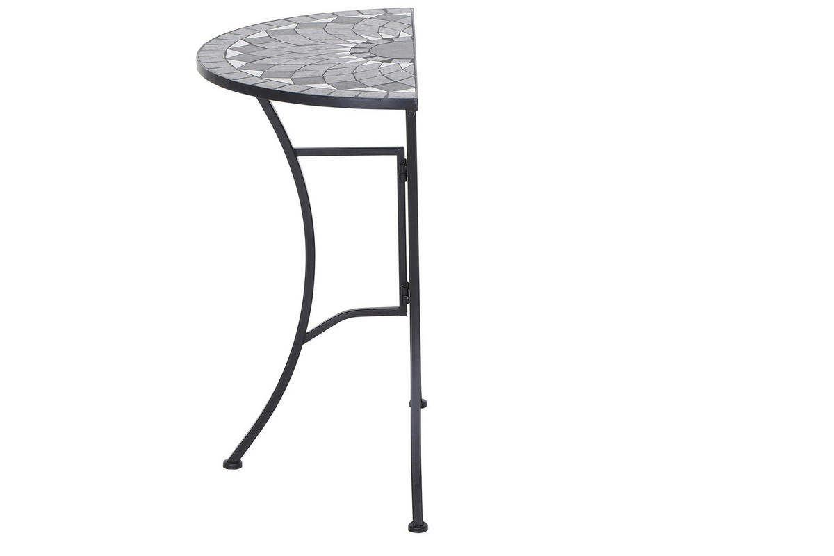 GARTENTISCH Metall, Keramik Schwarz rund  - Schwarz, KONVENTIONELL, Keramik/Metall (35,5/70/71cm) - Siena Garden