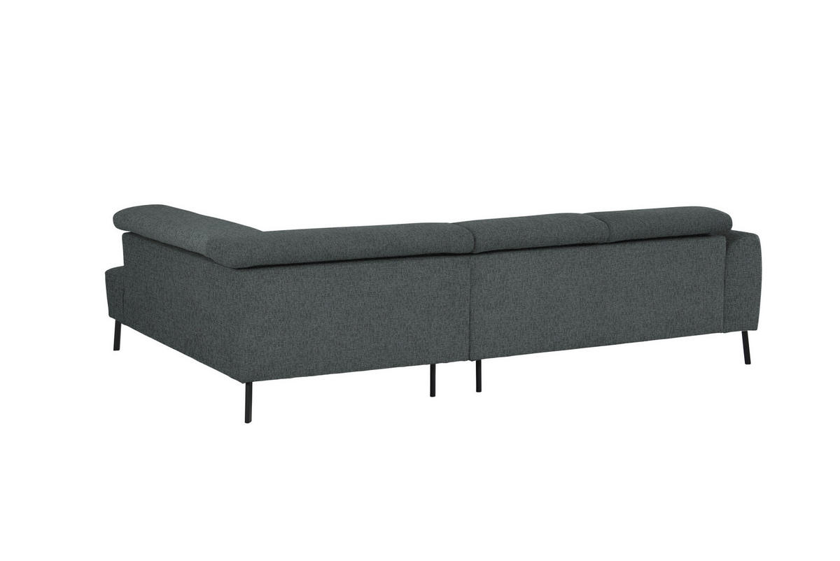 ECKSOFA in Chenille Grau  280/205 cm  - Schwarz/Grau, Design, Textil/Metall (280/205cm) - Xora
