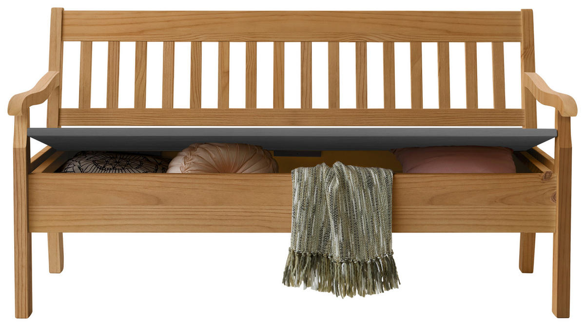 SITZBANK 169/93/58 cm Laugenfarbig, Grau Kiefer massiv  - Laugenfarbig/Grau, ROMANTIK / LANDHAUS, Holz (169/93/58cm) - Boxxx