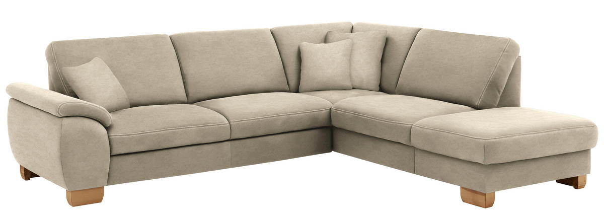 ECKSOFA in Mikrofaser Naturfarben  - Wildeiche/Beige, Natur, Holz/Textil (286/236cm) - Voleo