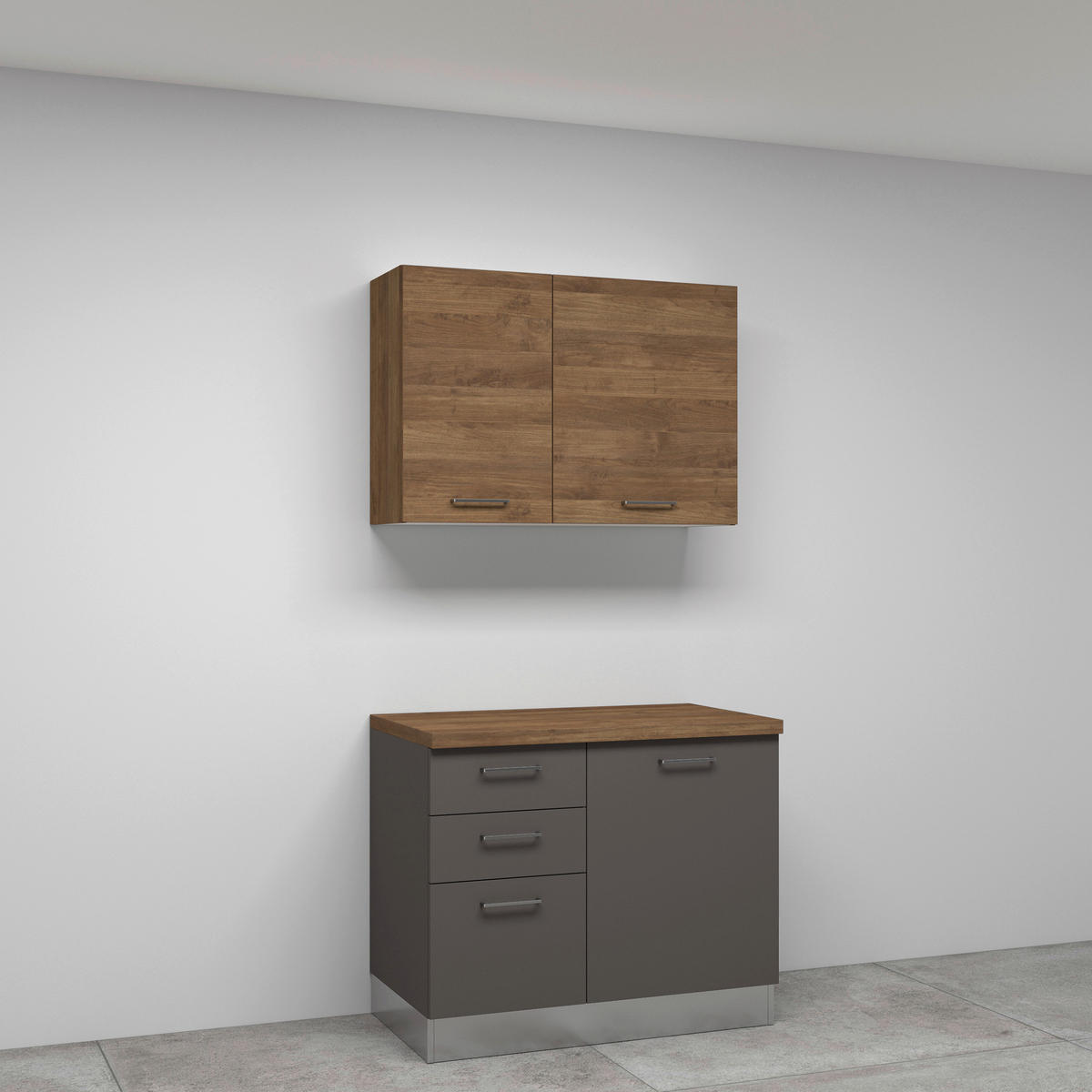 ECKKÜCHE 270/165 cm  in Grau, Walnussfarben  - Walnussfarben/Alufarben, LIFESTYLE, Holzwerkstoff/Kunststoff (270/165cm) - MID.YOU