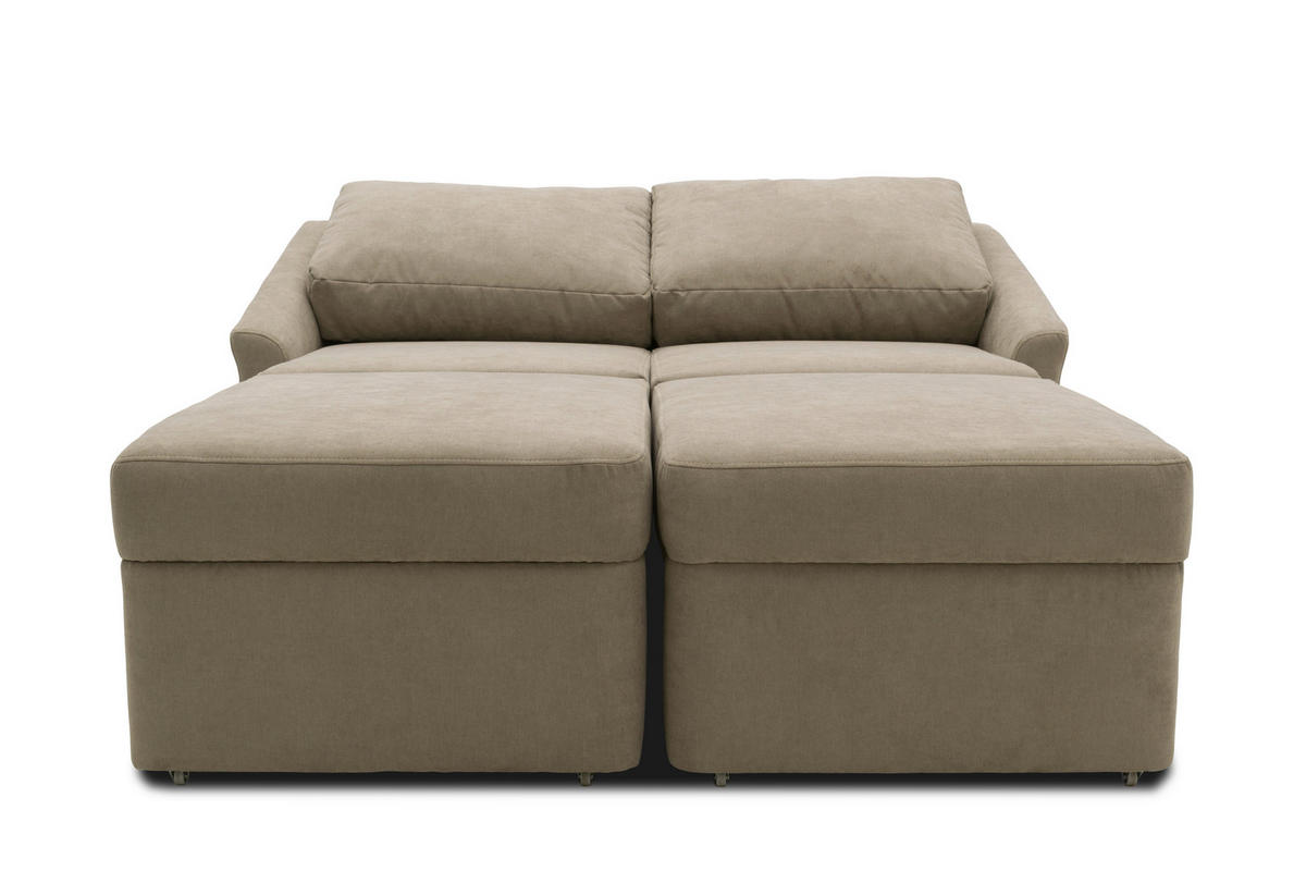 SCHLAFSOFA Mikrofaser Beige  - Beige/Schwarz, Basics, Kunststoff/Textil (168/86/96cm) - MID.YOU