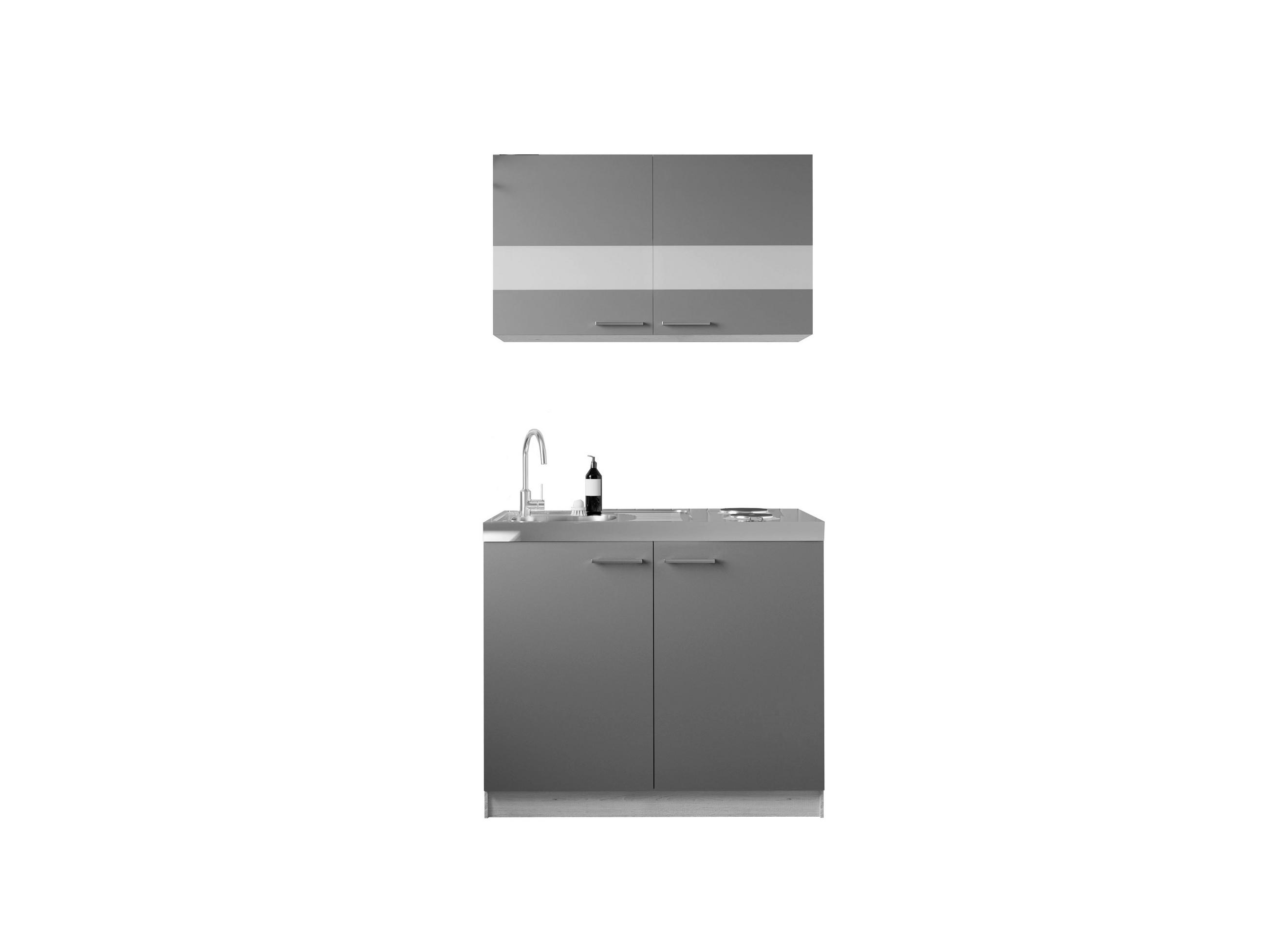MINIKÖK 100 cm   i grå, ekfärgad  - silver/grå, Basics, metall/trämaterial (100cm) - Respekta