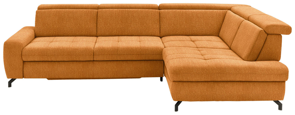 ECKSOFA in Chenille Orange  310/220 cm  - Schwarz/Orange, Design, Textil/Metall (310/220cm) - Beldomo Style