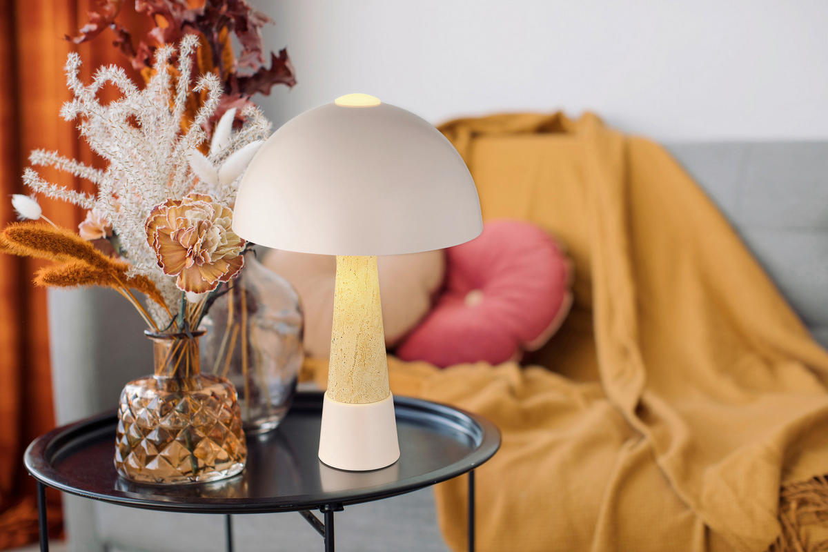 STOLNÍ LAMPA, E27, 25/36,5 cm  - černá/šampaňská, Design, kov/plast (25/36,5cm) - Globo