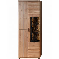 VITRINE  in furniert, massiv Wildeiche, Kork Schwarz, Wildeiche  - Wildeiche/Schwarz, Natur, Glas/Holz (75/207/42cm) - Livetastic