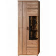 VITRINE  in furniert, massiv Wildeiche, Kork Schwarz, Wildeiche - Wildeiche/Schwarz, Natur, Glas/Holz (75/207/42cm) - Linea Natura