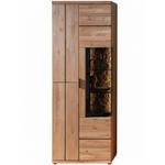 VITRINE  in furniert, massiv Wildeiche, Kork Schwarz, Wildeiche - Wildeiche/Schwarz, Natur, Glas/Holz (75/207/42cm) - Linea Natura
