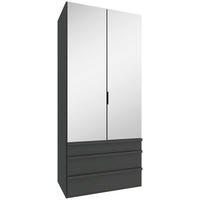 GARDEROB MED VIKDÖRRAR 1-dörrar - grafitfärgad/svart, Design, trämaterial/glas (100/236/58cm) - Boxxx