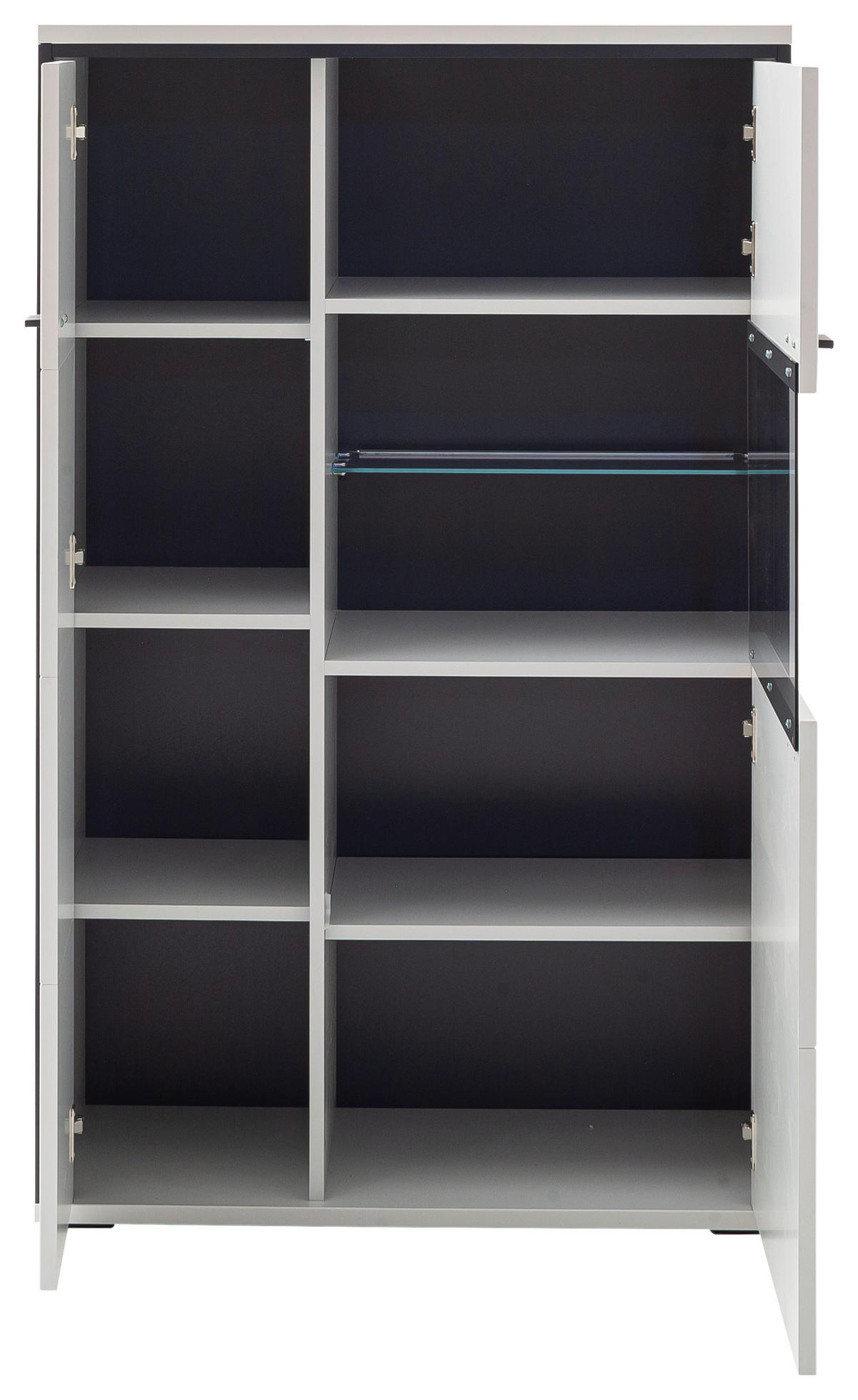 HIGHBOARD Schwarz, Weiß  84/136/38 cm  - Schwarz/Weiß, Design, Glas/Holzwerkstoff (84/136/38cm) - Stylife
