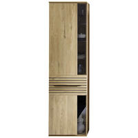 VITRINE  in Eichefarben - Eichefarben/Schwarz, KONVENTIONELL, Glas/Holzwerkstoff (60/215/40cm) - Venda