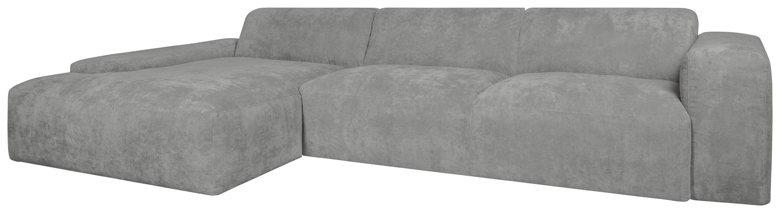 Thumbnail - Mid.you Ecksofa Hannah, Hellgrau, Textil, 3-Sitzer, Ottomane links, L-Form, 343x170 cm, Made in EU, Wohnzimmer, Sofas & ...