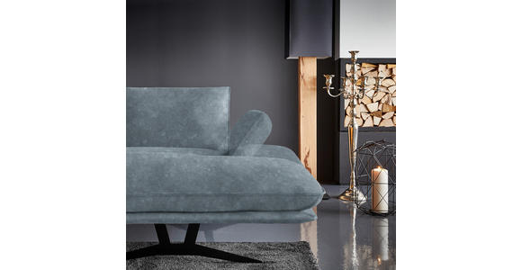 WOHNLANDSCHAFT in Echtleder Blau - Blau/Schwarz, Natur, Leder/Metall (217/359/155cm) - Dieter Knoll
