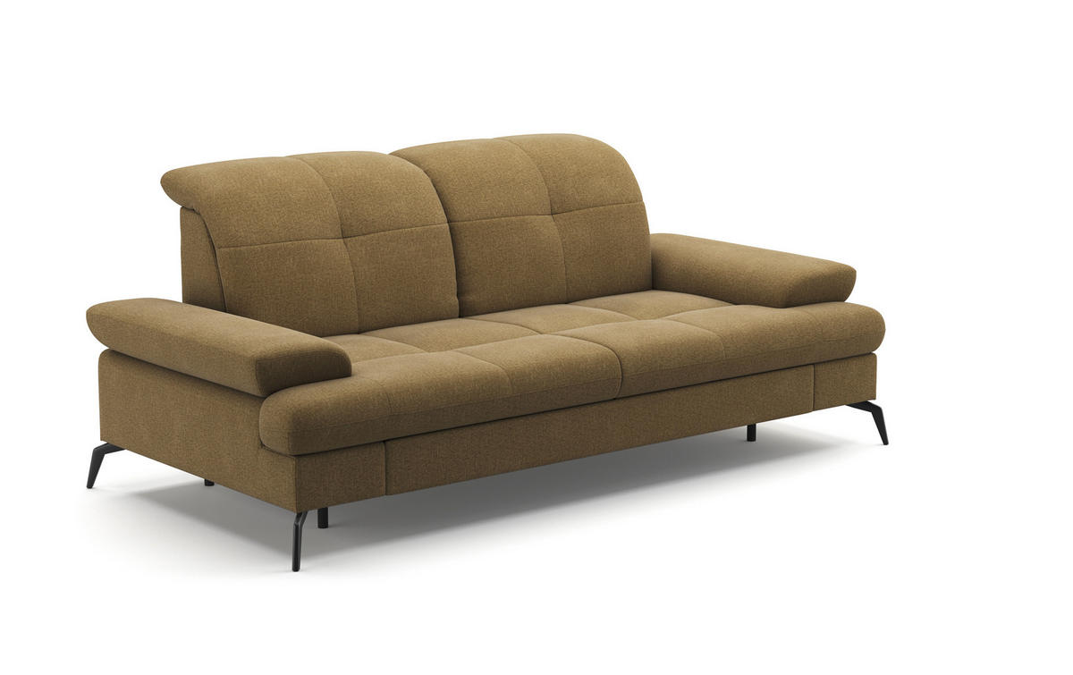 2,5-SITZER in Flachgewebe Olivgrün  - Schwarz/Olivgrün, Konventionell, Textil/Metall (202/90/122cm) - Sit & More