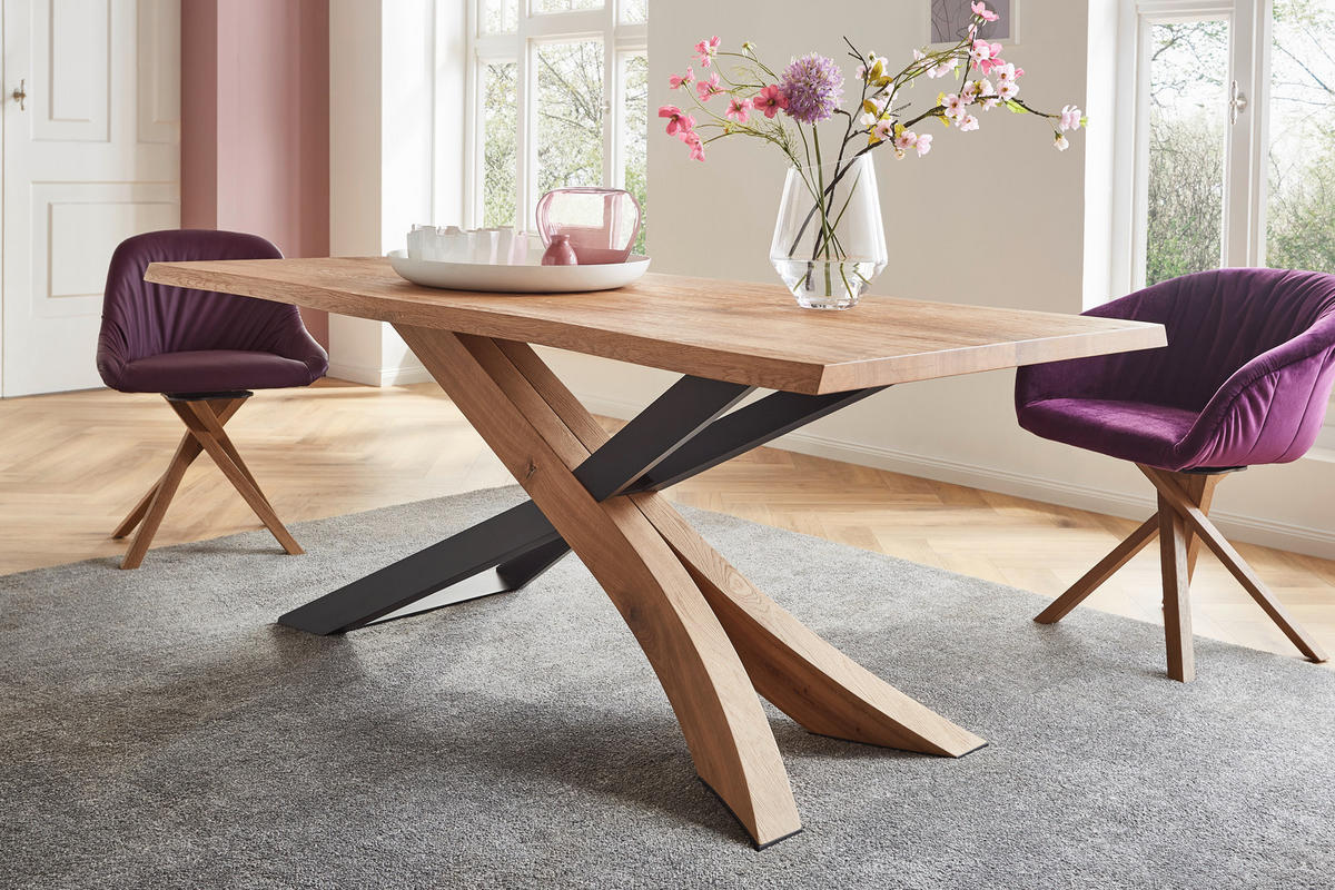 ESSTISCH in Holz, Metall 190/95/76 cm  - Eichefarben/Anthrazit, Natur, Holz/Metall (190/95/76cm) - Valnatura