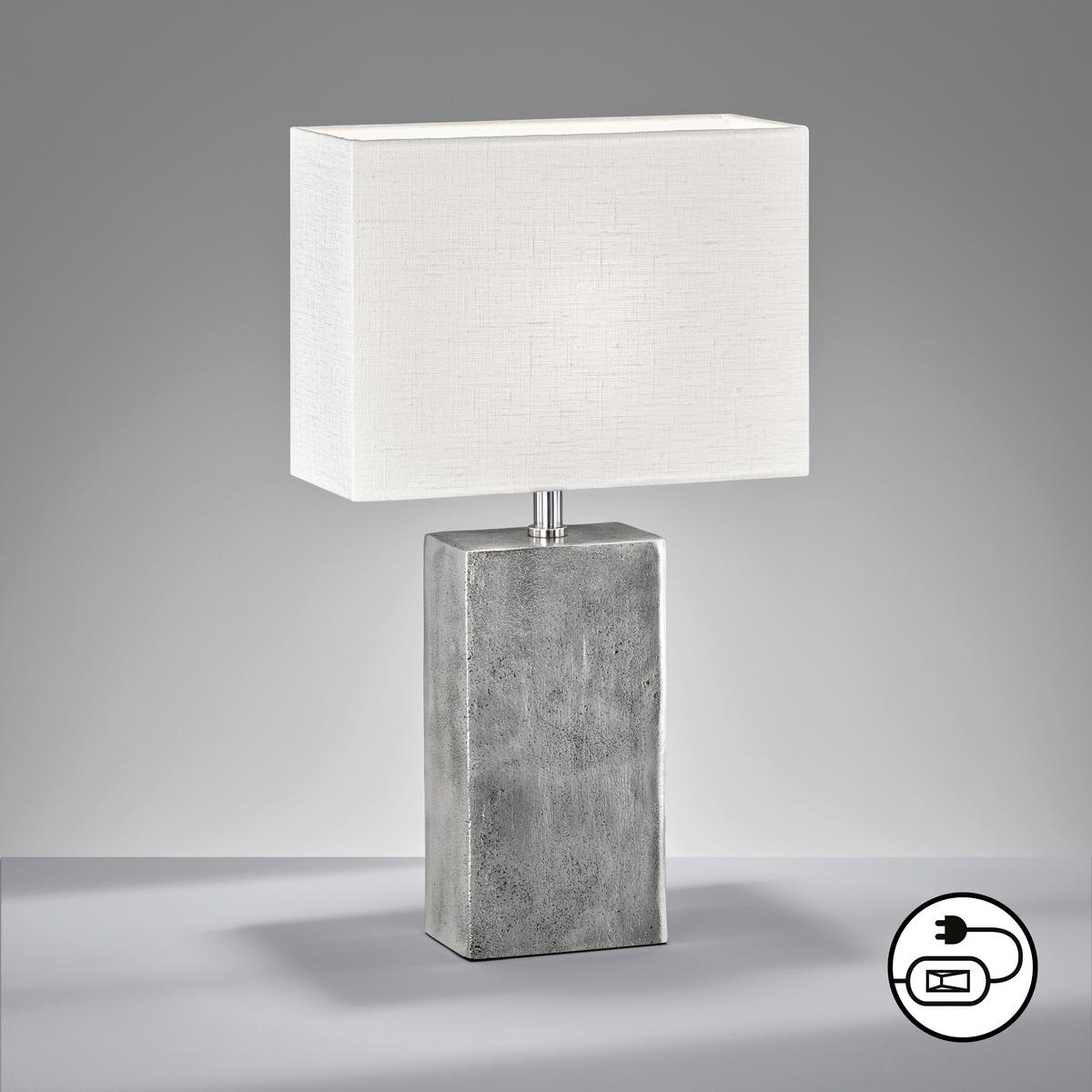 BORDSLAMPA Amiens 30/13/50 cm   - vit/nickelfärgad, Klassisk, metall/textil (30/13/50cm) - Fischer & Honsel