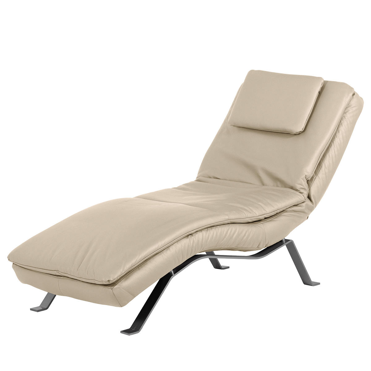 RELAXLIEGE in Echtleder Grau  - Silberfarben/Grau, Design, Leder/Metall (65/95/171cm) - Celina Home