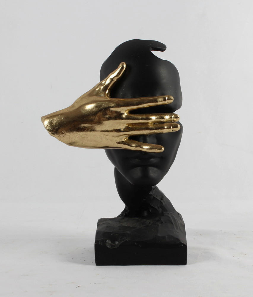 Sculptură - auriu/negru, Basics, plastic (19/9/12cm)