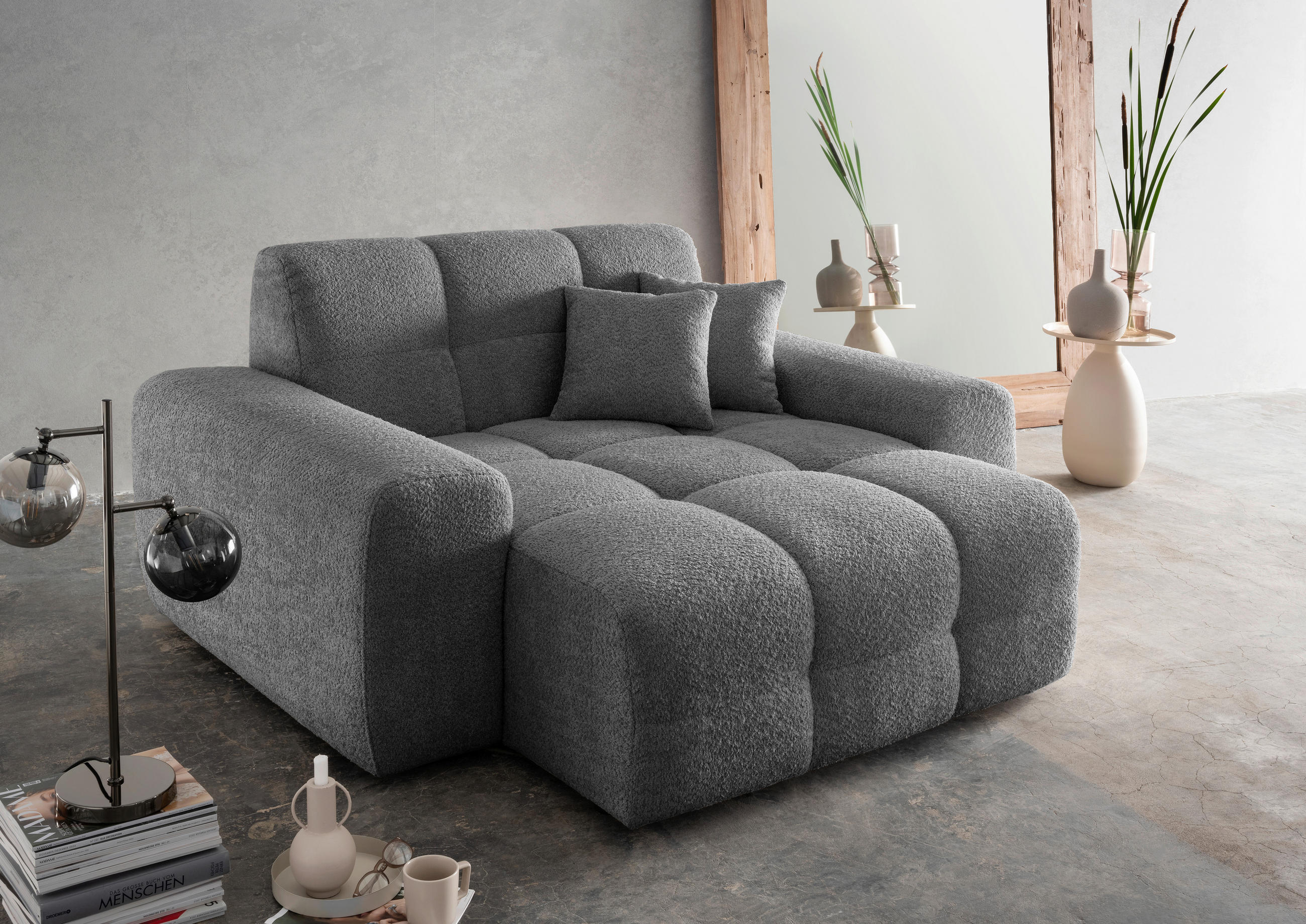XXL-SESSEL - Anthrazit/Schwarz, MODERN, Kunststoff/Textil (181/87/155cm) - Livetastic