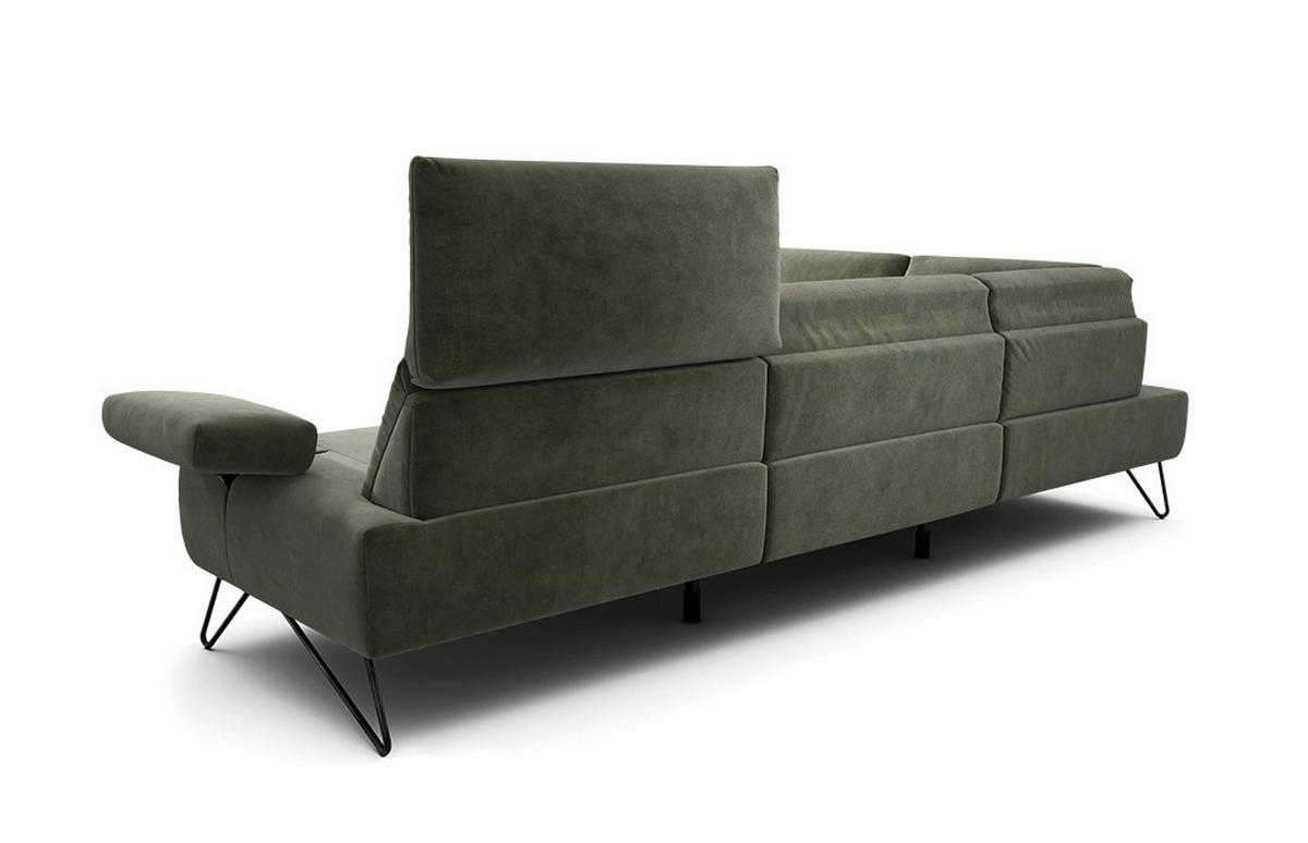 ECKSOFA Cosy Waldgrün Samt  - Waldgrün/Schwarz, Design, Textil/Metall (213/288-303cm) - SENSOO