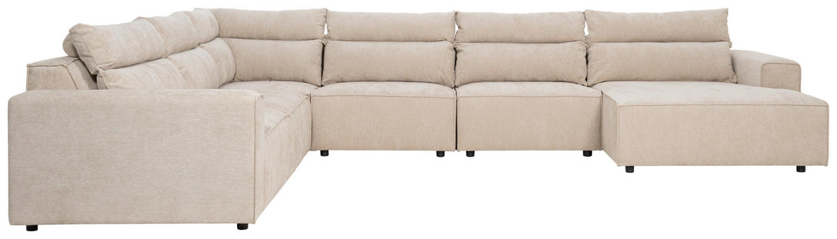 SOFFA i flatväv beige  - beige/svart, Klassisk, metall/trä (408/86/318cm) - Novel