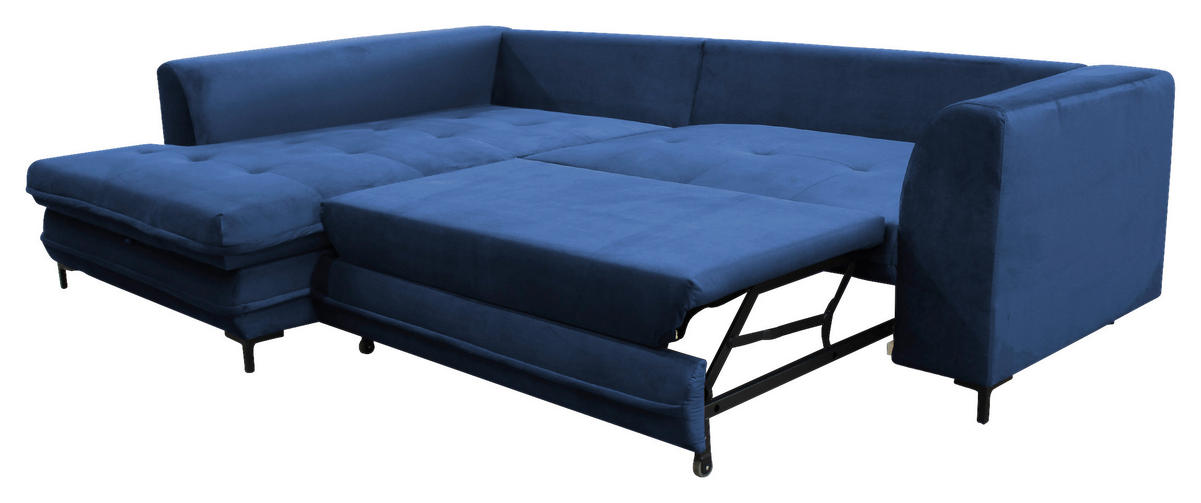 ECKSOFA in Velours Royalblau  187/277 cm  - Blau/Royalblau, Design, Textil/Metall (187/277cm) - Livetastic