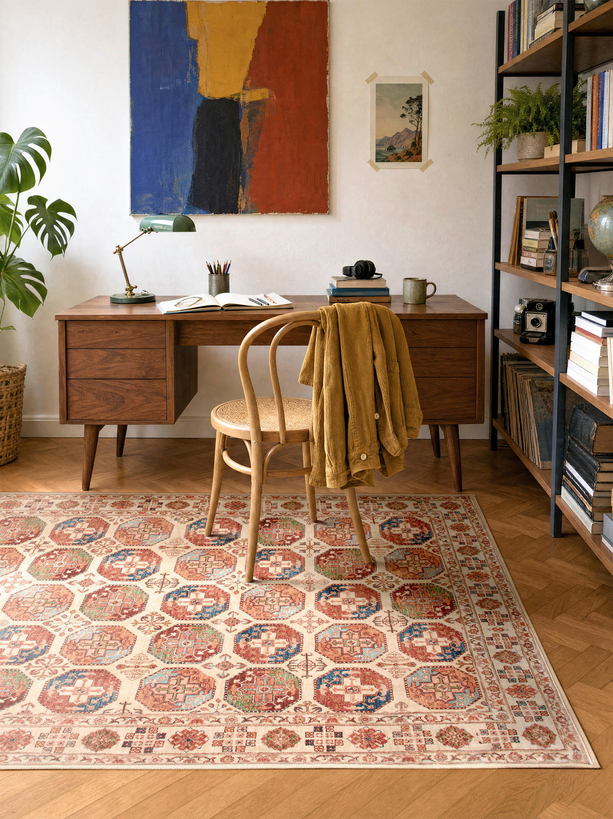 VINTAGE-TEPPICH Living Bathian 130/190 cm  in Creme, Terracotta, Graublau  - Graublau/Terracotta, LIFESTYLE, Kunststoff/Textil (130/190cm) - Lindorug