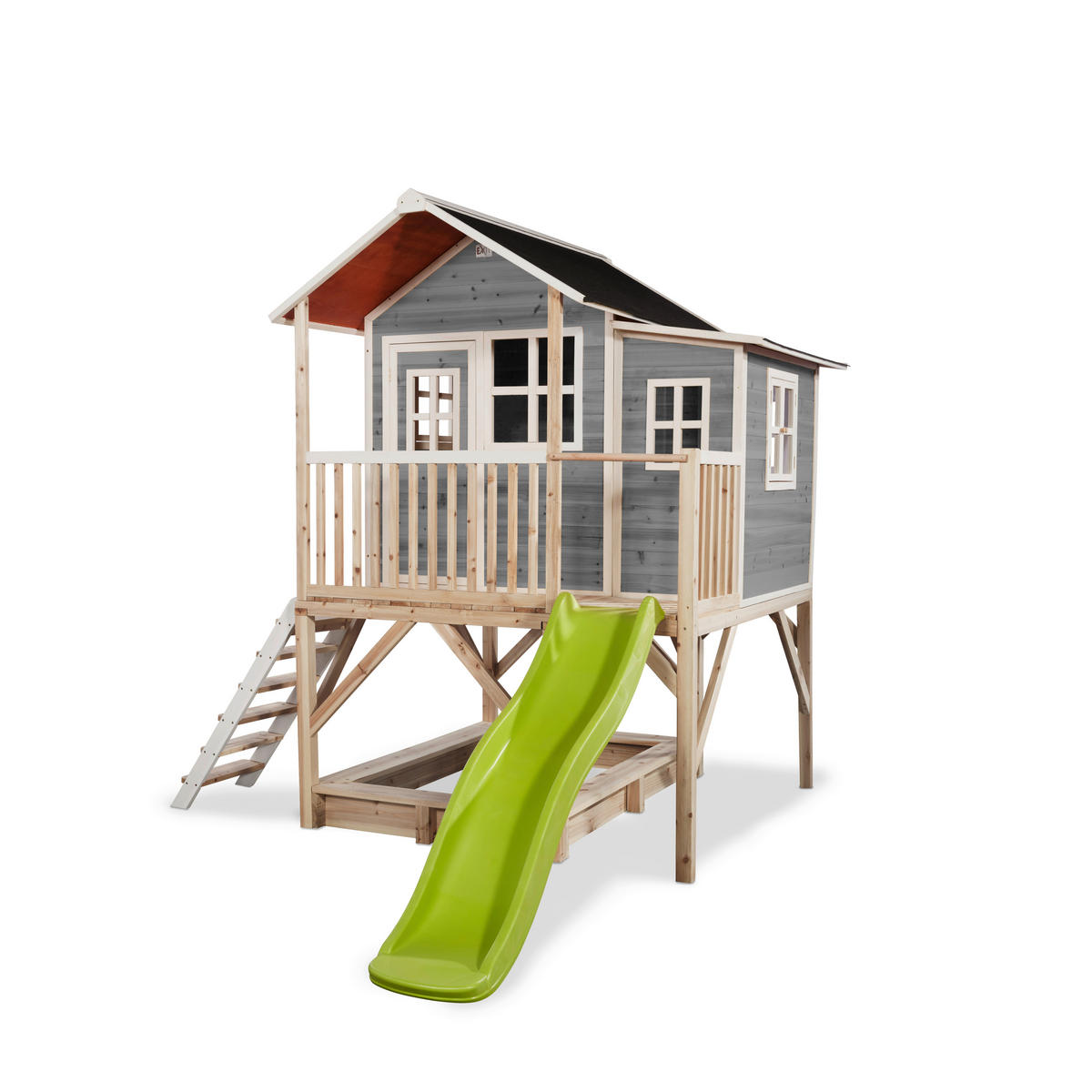 SPIELTURM  - Hellgrün/Grau, KONVENTIONELL, Holz (382/190/253cm) - EXIT Toys
