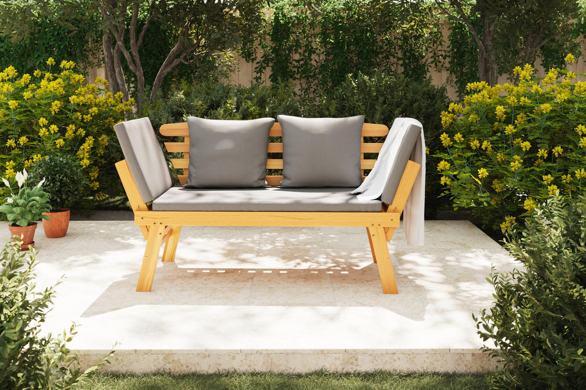 GARTENBANK Grau, Akaziefarben  - Akaziefarben/Grau, Basics, Holz/Textil (198/78/68cm) - Ambia Garden