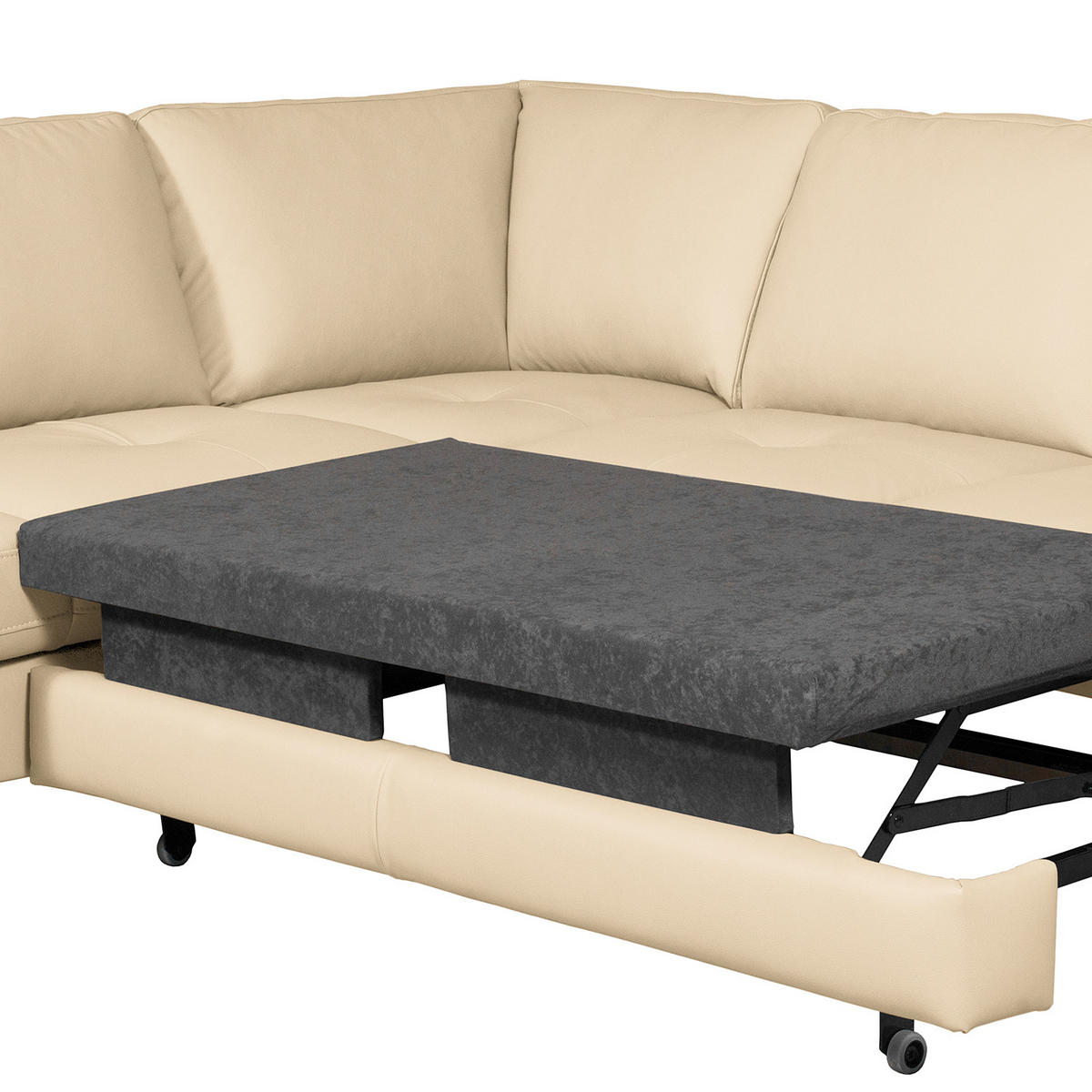 ECKSOFA Lederlook Echtleder Beige  - Beige/Buchefarben, Design, Leder/Holz (234/190cm) - Livetastic