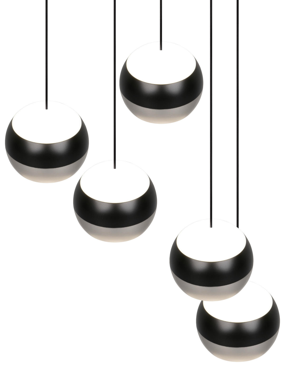 ZÁVESNÉ LED SVIETIDLO, 30/150 cm  - čierna/niklová, Design, kov (30/150cm) - Trio Leuchten