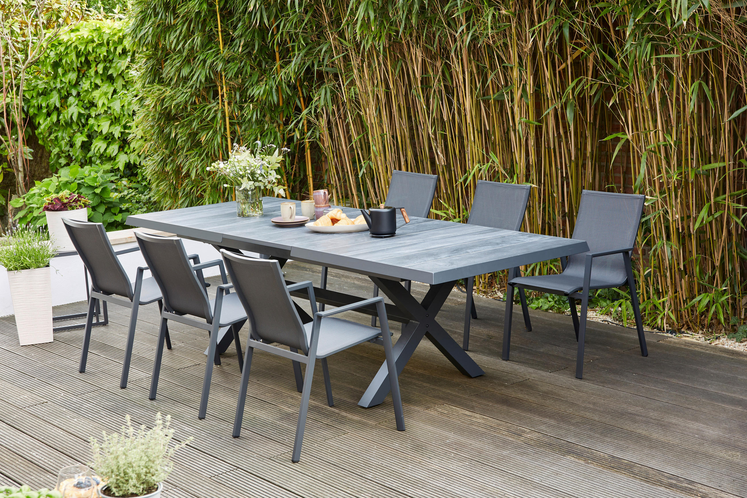 GARTENTISCH 200-265/100/77 cm Metall rechteckig  - Schieferfarben/Anthrazit, Basics, Keramik/Metall (200-265/100/77cm) - Siena Garden