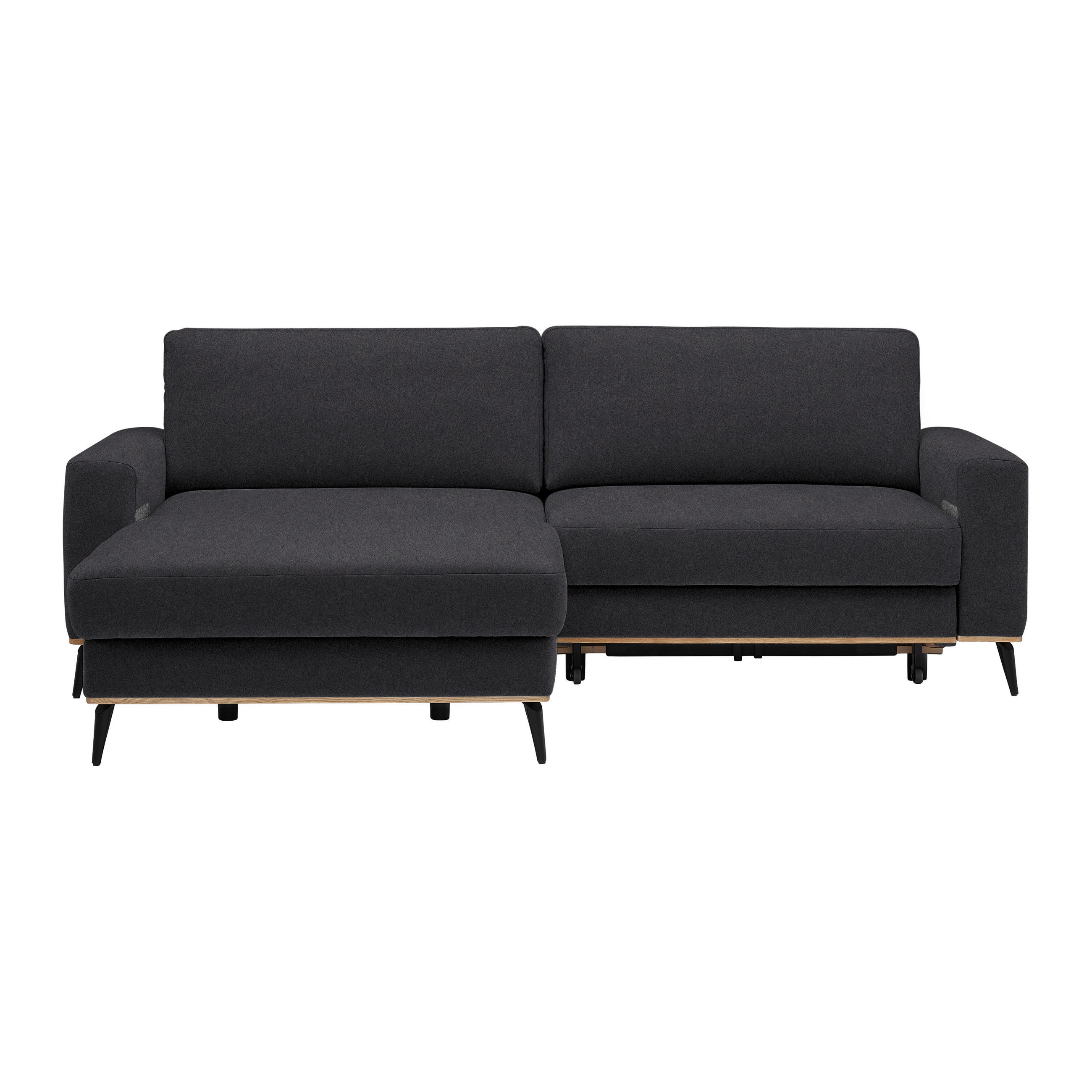 ECKSOFA in Lederlook, Mikrofaser Platinfarben  - Platinfarben/Schwarz, Konventionell, Holz/Textil (167/234cm) - MID.YOU
