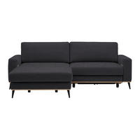 ECKSOFA in Lederlook, Mikrofaser Platinfarben  - Platinfarben/Schwarz, Konventionell, Holz/Textil (167/234cm) - MID.YOU