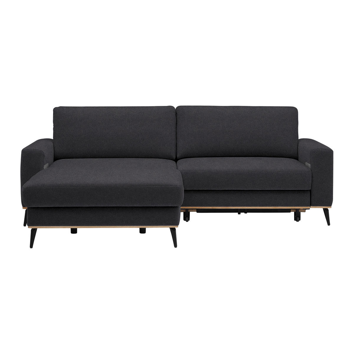 ECKSOFA in Lederlook, Mikrofaser Platinfarben  - Platinfarben/Schwarz, Konventionell, Holz/Textil (167/234cm) - MID.YOU