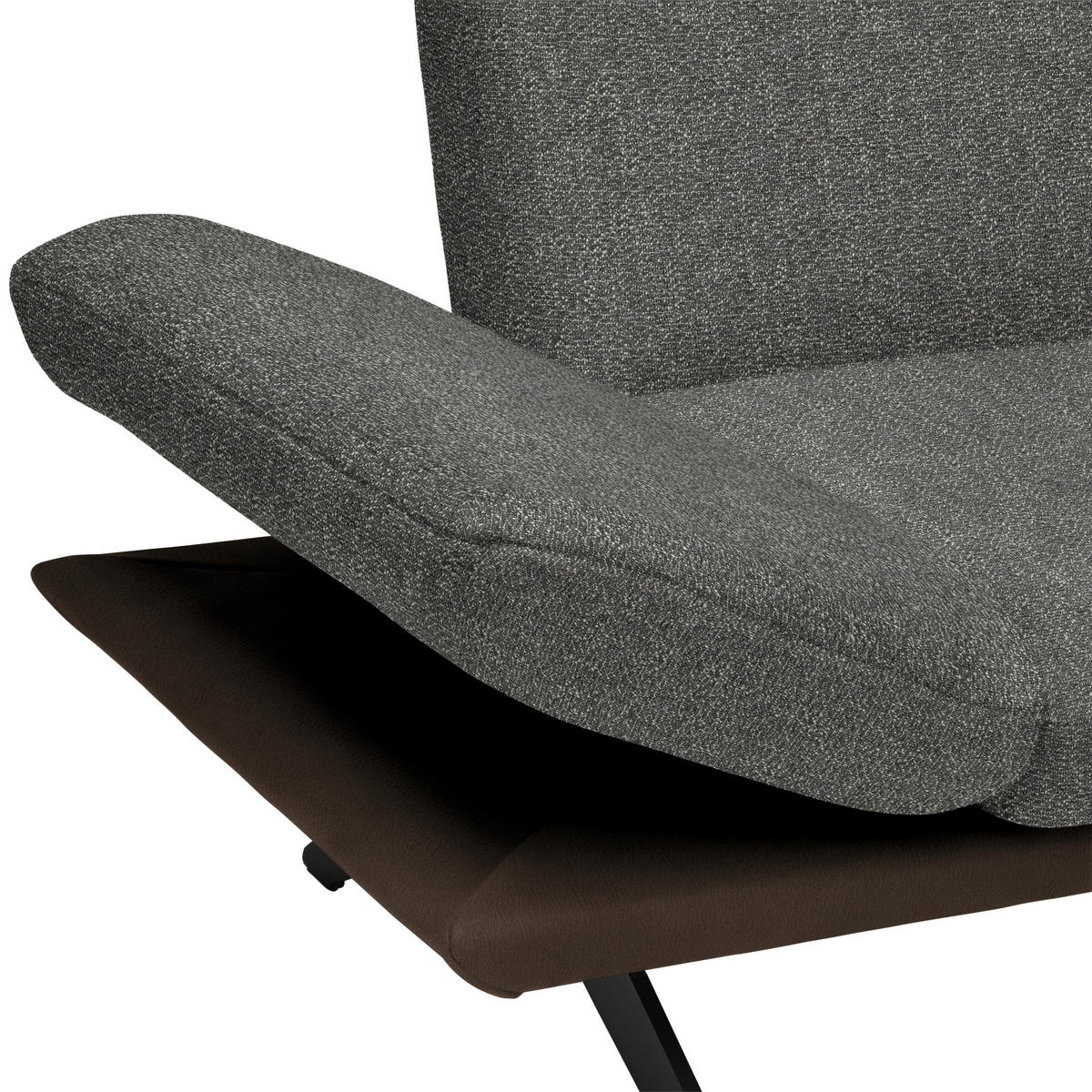 ECKSOFA Chenille, Flachgewebe Braun, Graubraun  - Graubraun/Schwarz, Design, Textil/Metall (270/239cm) - Koinor