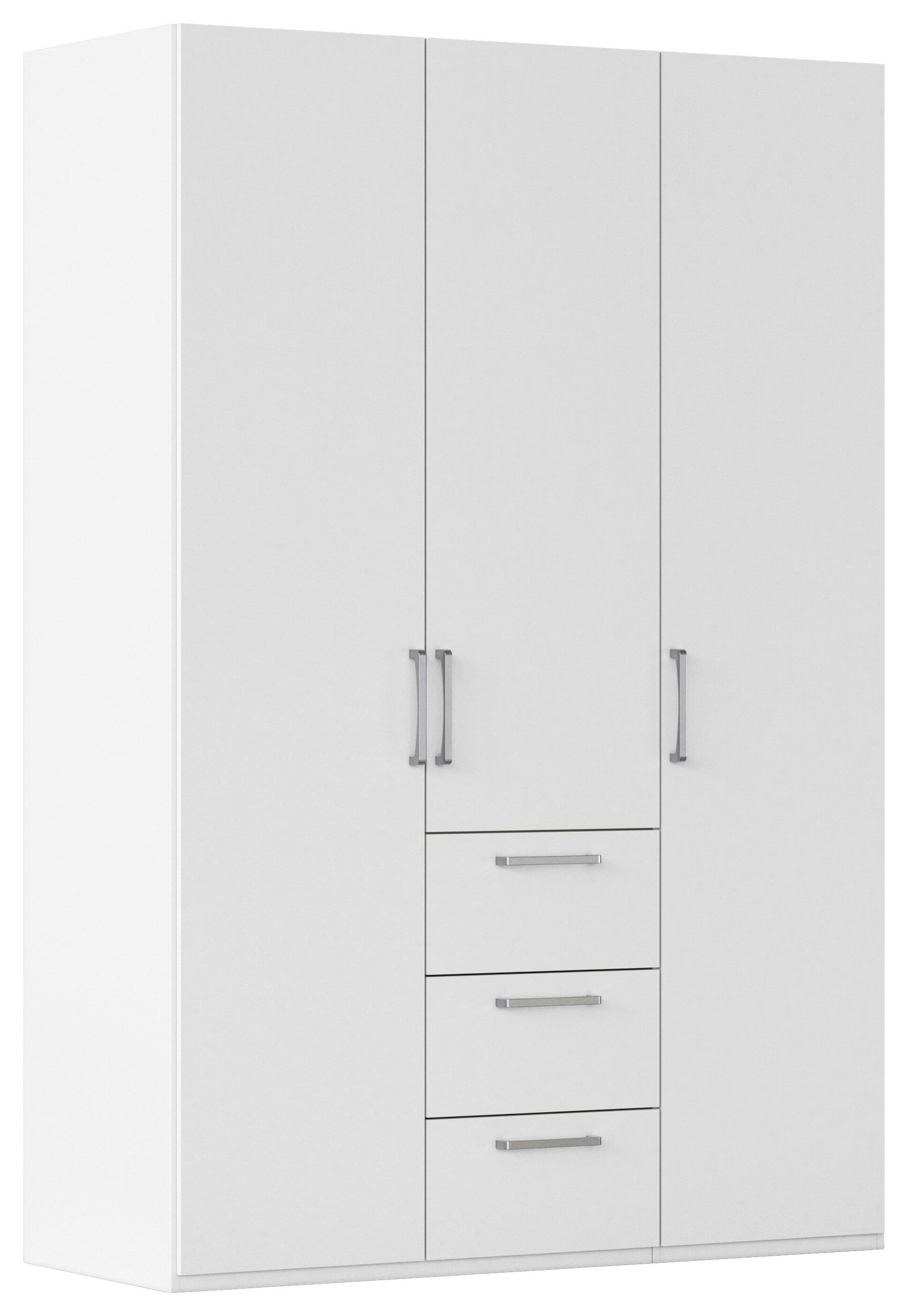 DREHTÜRENSCHRANK 151/223/61 cm,  in Weiß, 3-türig  - Edelstahlfarben/Weiß, Basics, Holzwerkstoff/Metall (151/223/61cm) - Novel