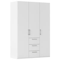 DREHTÜRENSCHRANK 151/235/61 cm,  in Weiß, 3-türig  - Edelstahlfarben/Weiß, Basics, Holzwerkstoff/Metall (151/235/61cm) - Novel