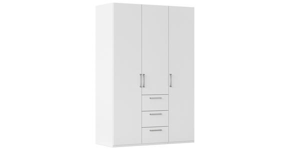 DREHTÜRENSCHRANK 151/223/61 cm,  in Weiß, 3-türig  - Edelstahlfarben/Weiß, Basics, Holzwerkstoff/Metall (151/223/61cm) - Novel