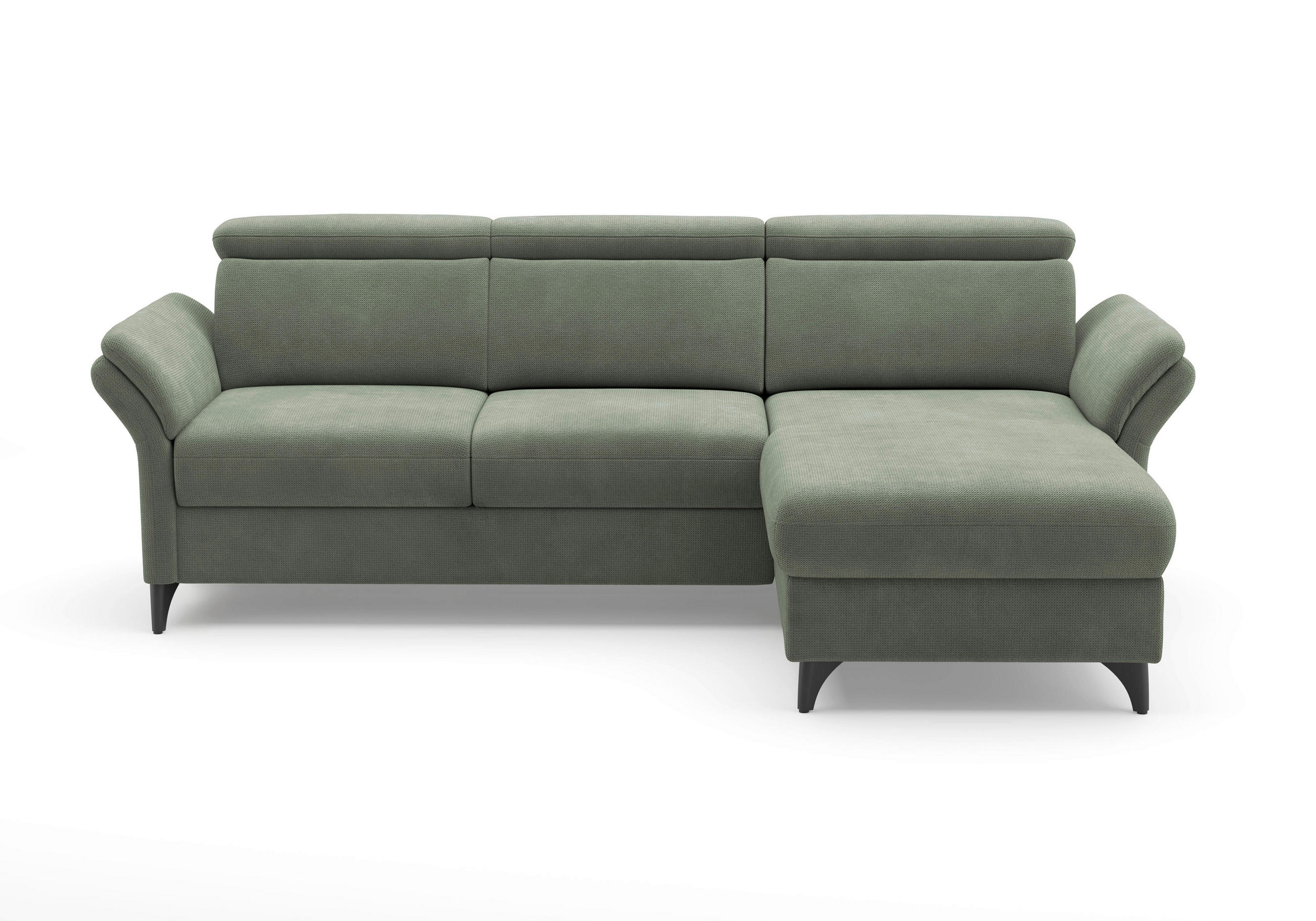 ECKSOFA GLENDALE E in Flachgewebe Dunkelgrün  253/166 cm  - Dunkelgrün/Schwarz, KONVENTIONELL, Textil/Metall (253/166cm) - Sit & More