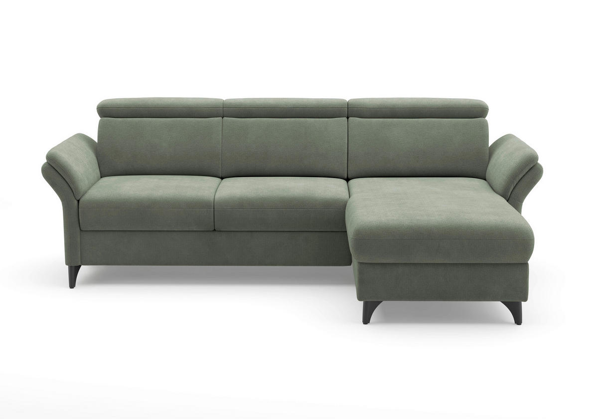 ECKSOFA GLENDALE E in Flachgewebe Dunkelgrün  253/166 cm  - Dunkelgrün/Schwarz, KONVENTIONELL, Textil/Metall (253/166cm) - Sit & More