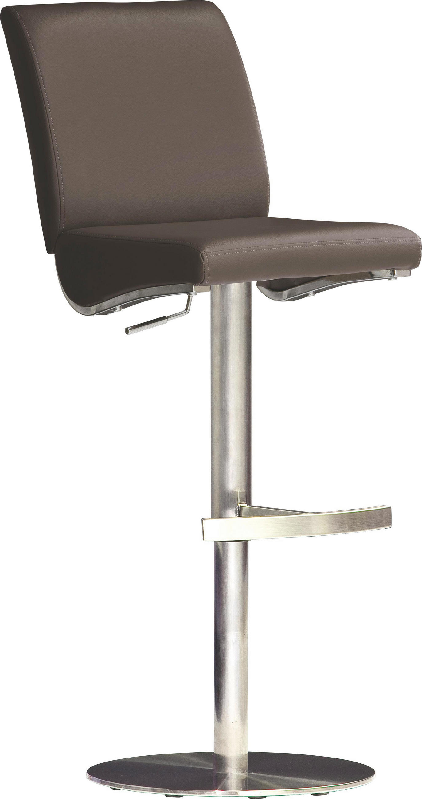 Barhocker in Metall, Textil Braun, Edelstahlfarben