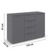 SIDEBOARD  in 120/81/42 cm  - Dunkelgrau, Design, Holzwerkstoff/Metall (120/81/42cm) - Xora