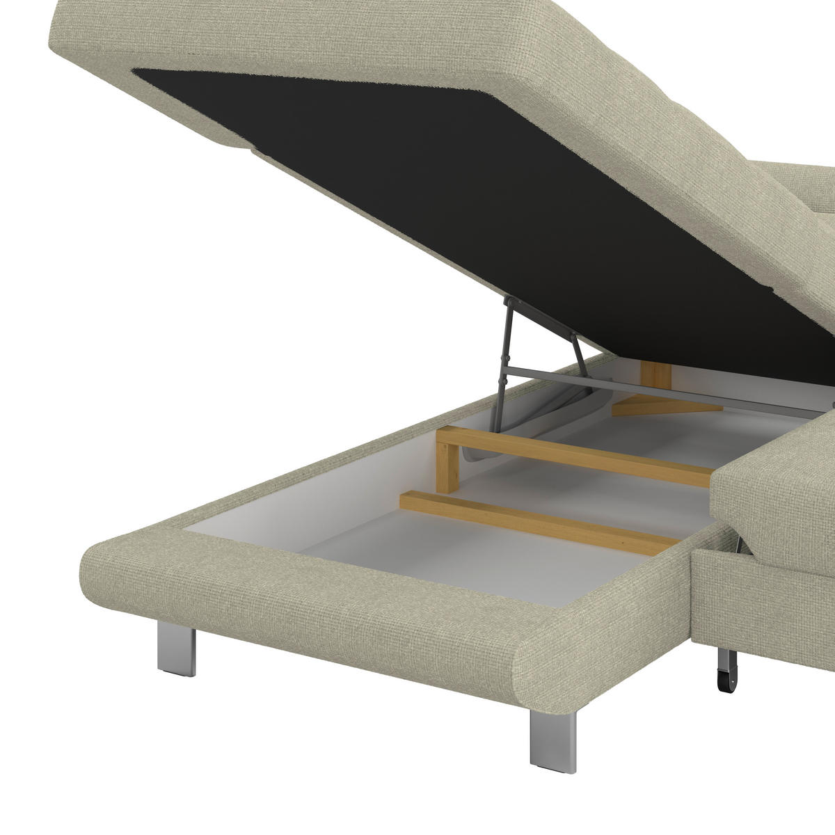 ECKSOFA Sandfarben Drell  - Sandfarben, MODERN, Textil/Metall (230/270cm) - MID.YOU