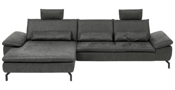 ECKSOFA Anthrazit Mikrofaser  - Anthrazit/Schwarz, Design, Textil/Metall (181/341cm) - Dieter Knoll