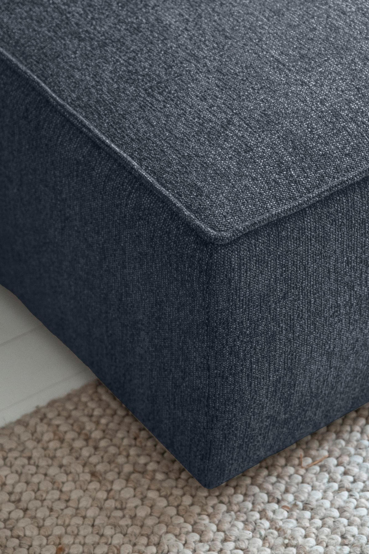 KUTNA GARNITURA tekstil  tamno plava   - bijela/siva, Design, tekstil/plastika (250/156cm) - MID.YOU