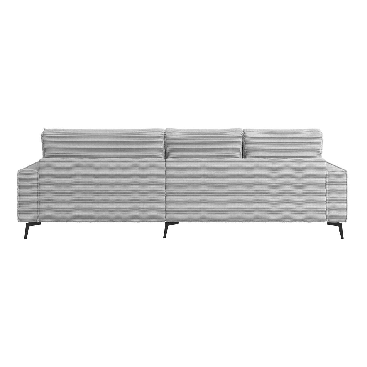 ECKSOFA ZERO Hellgrau Cord Zierkissen, Rückenkissen  - Hellgrau/Schwarz, Trend, Textil/Metall (286/173cm) - Livetastic
